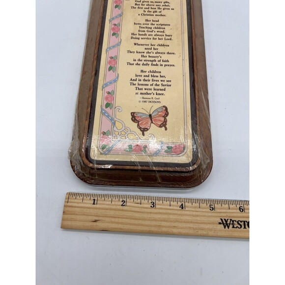 Vtg Christian Mother Butterfly Floral Wooden Hanging Plaque Inspirational Poem - Picture 4 of 5